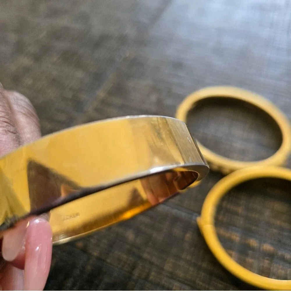 Vintage J. Crew Gold Tone Hinged Bangle Set Of 3